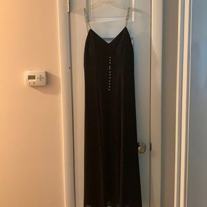 Boutique black dress with rhinestone buttons scarf